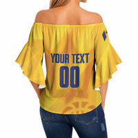 Barbados Basketball Custom Off Shoulder Wrap Waist Top Barbadian Trident Yellow Version