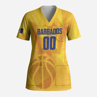 Barbados Basketball Custom Scrub Top Barbadian Trident Yellow Version