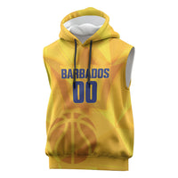Barbados Basketball Custom Sleeveless Hoodie Barbadian Trident Yellow Version
