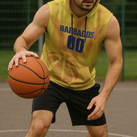 Barbados Basketball Custom Sleeveless Hoodie Barbadian Trident Yellow Version