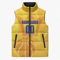 Barbados Basketball Custom Sleeveless Puffer Jacket Barbadian Trident Yellow Version