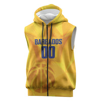 Barbados Basketball Custom Sleeveless Zip Hoodie Barbadian Trident Yellow Version