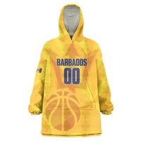 Barbados Basketball Custom Wearable Blanket Hoodie Barbadian Trident Yellow Version