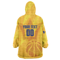 Barbados Basketball Custom Wearable Blanket Hoodie Barbadian Trident Yellow Version