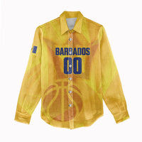 Barbados Basketball Custom Women Casual Shirt Barbadian Trident Yellow Version
