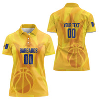 Barbados Basketball Custom Women Polo Shirt Barbadian Trident Yellow Version
