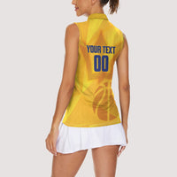 Barbados Basketball Custom Women Sleeveless Polo Shirt Barbadian Trident Yellow Version