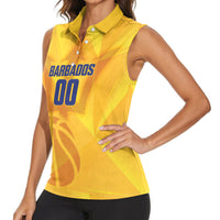 Barbados Basketball Custom Women Sleeveless Polo Shirt Barbadian Trident Yellow Version