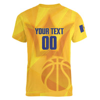 Barbados Basketball Custom Women V-Neck T-Shirt Barbadian Trident Yellow Version