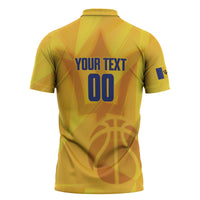 Barbados Basketball Custom Zipper Polo Shirt Barbadian Trident Yellow Version
