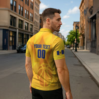 Barbados Basketball Custom Zipper Polo Shirt Barbadian Trident Yellow Version