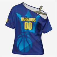 Barbados Basketball Custom Cross Shoulder Shirt Barbadian Trident Blue Version
