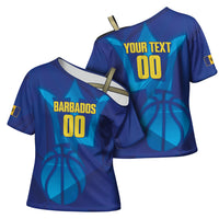Barbados Basketball Custom Cross Shoulder Shirt Barbadian Trident Blue Version