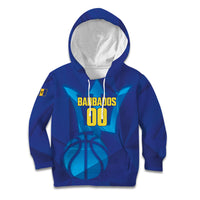 Barbados Basketball Custom Kid Hoodie Barbadian Trident Blue Version
