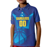Barbados Basketball Custom Kid Polo Shirt Barbadian Trident Blue Version