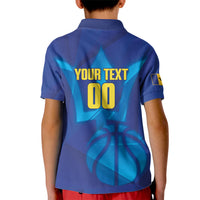 Barbados Basketball Custom Kid Polo Shirt Barbadian Trident Blue Version
