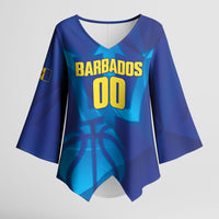 Barbados Basketball Custom Kimono Sleeve Blouse Barbadian Trident Blue Version
