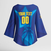 Barbados Basketball Custom Kimono Sleeve Blouse Barbadian Trident Blue Version