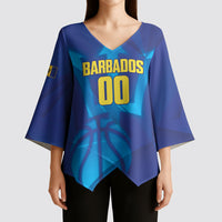 Barbados Basketball Custom Kimono Sleeve Blouse Barbadian Trident Blue Version