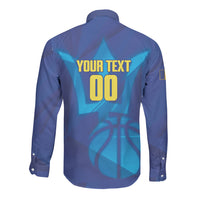 Barbados Basketball Custom Long Sleeve Button Shirt Barbadian Trident Blue Version