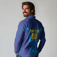 Barbados Basketball Custom Long Sleeve Polo Shirt Barbadian Trident Blue Version