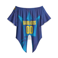 Barbados Basketball Custom Off Shoulder Wrap Waist Top Barbadian Trident Blue Version