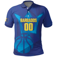 Barbados Basketball Custom Polo Shirt Barbadian Trident Blue Version