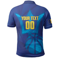 Barbados Basketball Custom Polo Shirt Barbadian Trident Blue Version