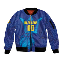 Barbados Basketball Custom Sleeve Zip Bomber Jacket Barbadian Trident Blue Version