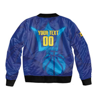 Barbados Basketball Custom Sleeve Zip Bomber Jacket Barbadian Trident Blue Version