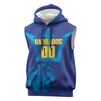 Barbados Basketball Custom Sleeveless Hoodie Barbadian Trident Blue Version