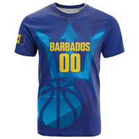 Barbados Basketball Custom T Shirt Barbadian Trident Blue Version