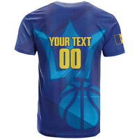 Barbados Basketball Custom T Shirt Barbadian Trident Blue Version