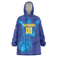 Barbados Basketball Custom Wearable Blanket Hoodie Barbadian Trident Blue Version