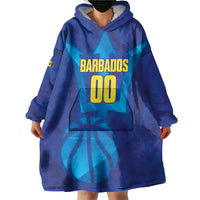 Barbados Basketball Custom Wearable Blanket Hoodie Barbadian Trident Blue Version