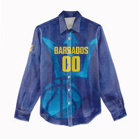 Barbados Basketball Custom Women Casual Shirt Barbadian Trident Blue Version