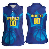 Barbados Basketball Custom Women Sleeveless Polo Shirt Barbadian Trident Blue Version