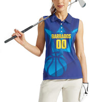 Barbados Basketball Custom Women Sleeveless Polo Shirt Barbadian Trident Blue Version