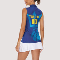 Barbados Basketball Custom Women Sleeveless Polo Shirt Barbadian Trident Blue Version