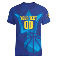 Barbados Basketball Custom Women V-Neck T-Shirt Barbadian Trident Blue Version