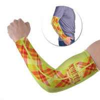 Personalized Bon Fete Kweyol Sent Lisi Arm Sleeves Saint Lucia Creole Day Madras Motifs Yellow