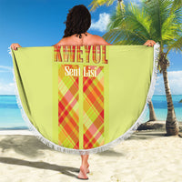 Bon Fete Kweyol Sent Lisi Beach Blanket Saint Lucia Creole Day Madras Motifs Yellow