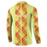Personalized Bon Fete Kweyol Sent Lisi Button Sweatshirt Saint Lucia Creole Day Madras Motifs Yellow