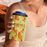 Personalized Bon Fete Kweyol Sent Lisi 4 in 1 Can Cooler Tumbler Saint Lucia Creole Day Madras Motifs Yellow