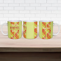 Personalized Bon Fete Kweyol Sent Lisi Ceramic Mug Saint Lucia Creole Day Madras Motifs Yellow