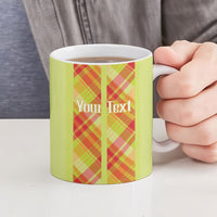 Personalized Bon Fete Kweyol Sent Lisi Ceramic Mug Saint Lucia Creole Day Madras Motifs Yellow
