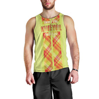 Personalized Bon Fete Kweyol Sent Lisi Men Tank Top Saint Lucia Creole Day Madras Motifs Yellow