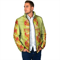 Personalized Bon Fete Kweyol Sent Lisi Padded Jacket Saint Lucia Creole Day Madras Motifs Yellow