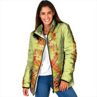 Personalized Bon Fete Kweyol Sent Lisi Padded Jacket Saint Lucia Creole Day Madras Motifs Yellow