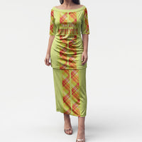 Personalized Bon Fete Kweyol Sent Lisi Puletasi Saint Lucia Creole Day Madras Motifs Yellow